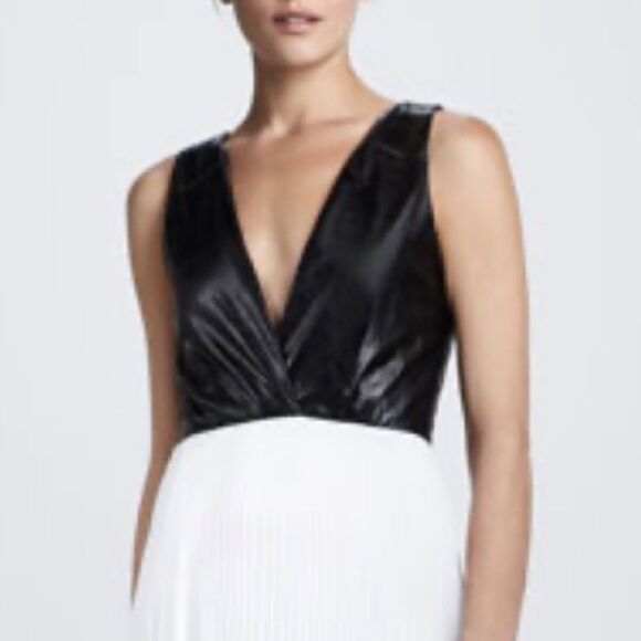 NWT Alice + Olivia Luna Leather-Top Maxi Dress Size 8 - Picture 3 of 14